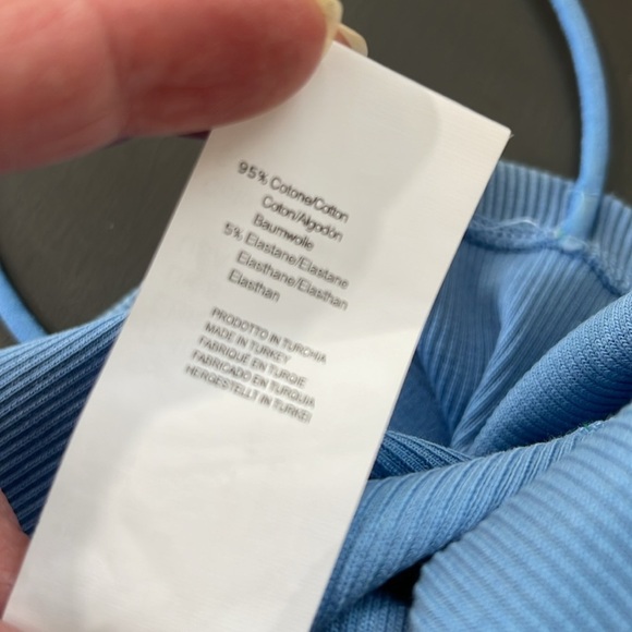 5/$25 Subdued Thin Spaghetti Strap Bandeau Cropped Cami Top Ribbed Blue S/4 - Picture 6 of 10